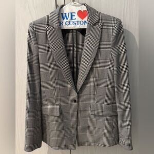 Central Park West Black and White Plaid Blazer